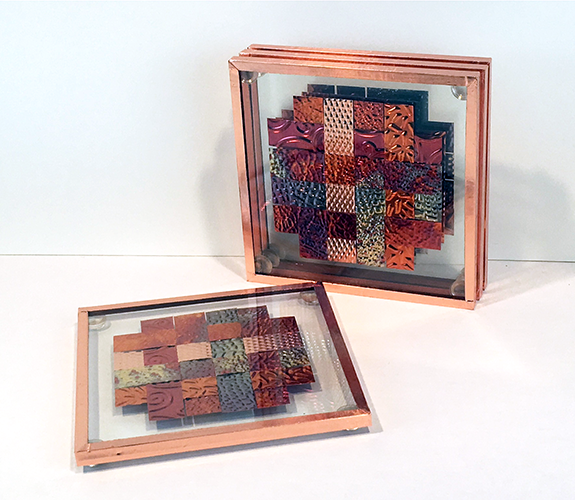 Copper Collage Coasters - Woven Copper